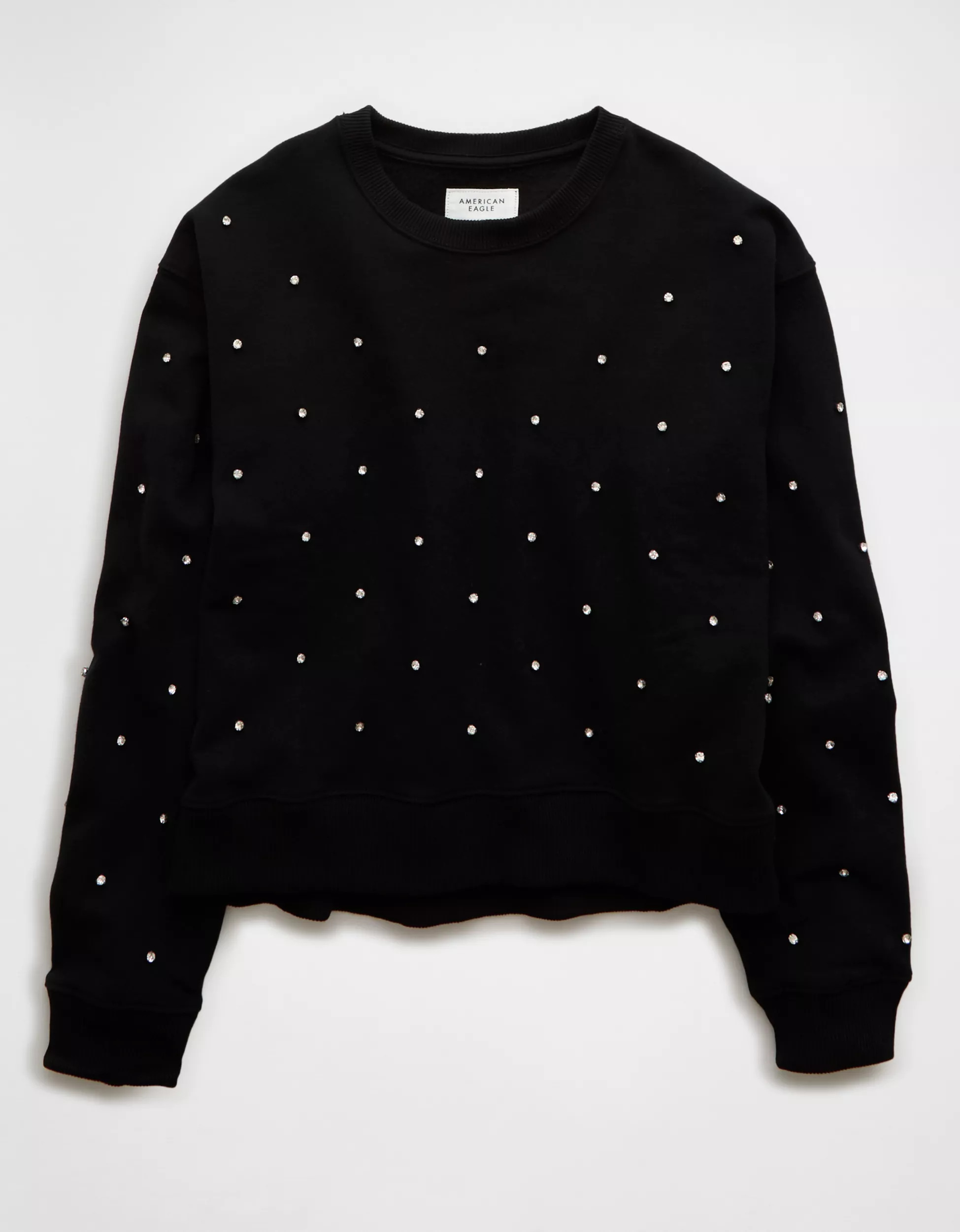 AE Embellished Cropped Crew Neck Sweatshirt | American Eagle Outfitters (US & CA)