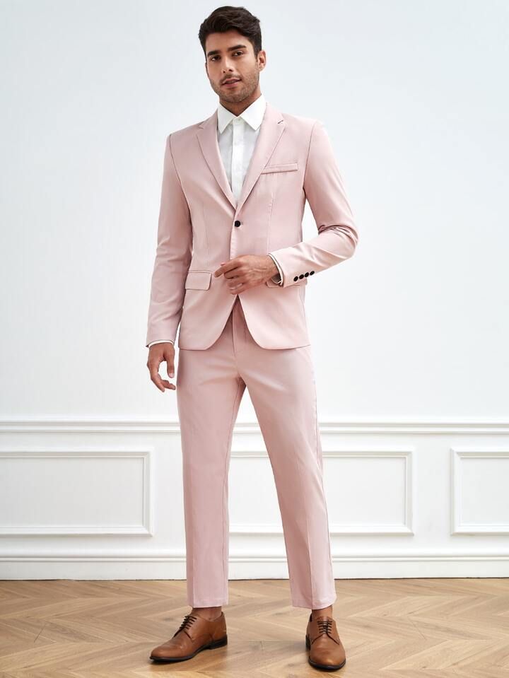 Manfinity Mode Men Single Breasted Blazer & Pants Suit Set | SHEIN