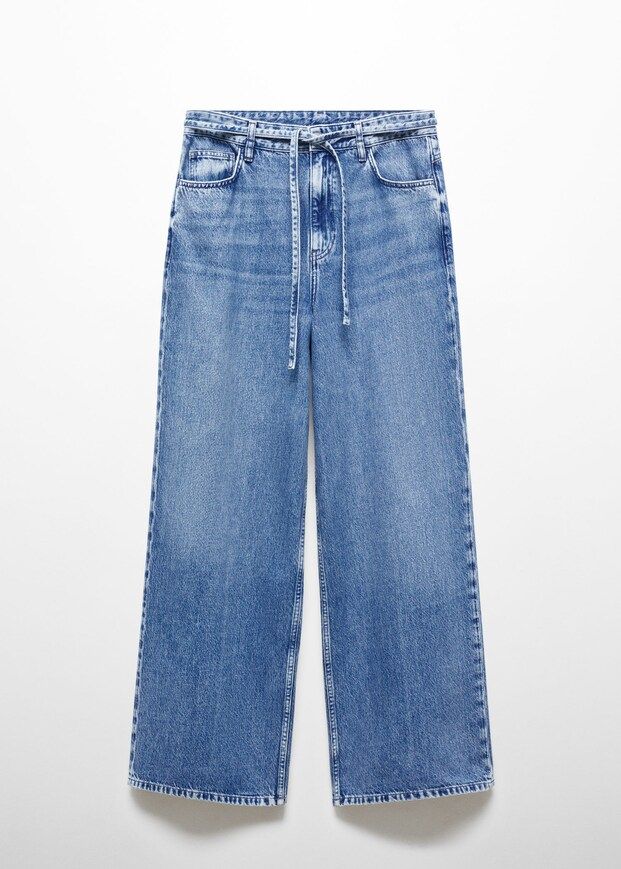 Wideleg jeans with adjustable drawstring -  Women | Mango USA | MANGO (US)
