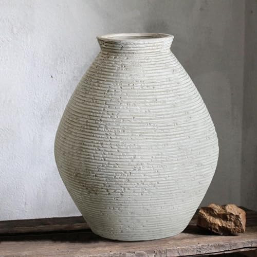 Rustic Ceramic Flower Vase Distressed Farmhouse Pottery Clay Large Terracotta Floor Vases for Decorative Table Centerpiece Modern Home Decor Aesthetic Living Room Bedroom Wedding Housewarming Gift | Amazon (US)