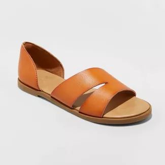 Women's Louise Faux Leather Open Toed Assymetrical Sandals - A New Day™ Cognac | Target
