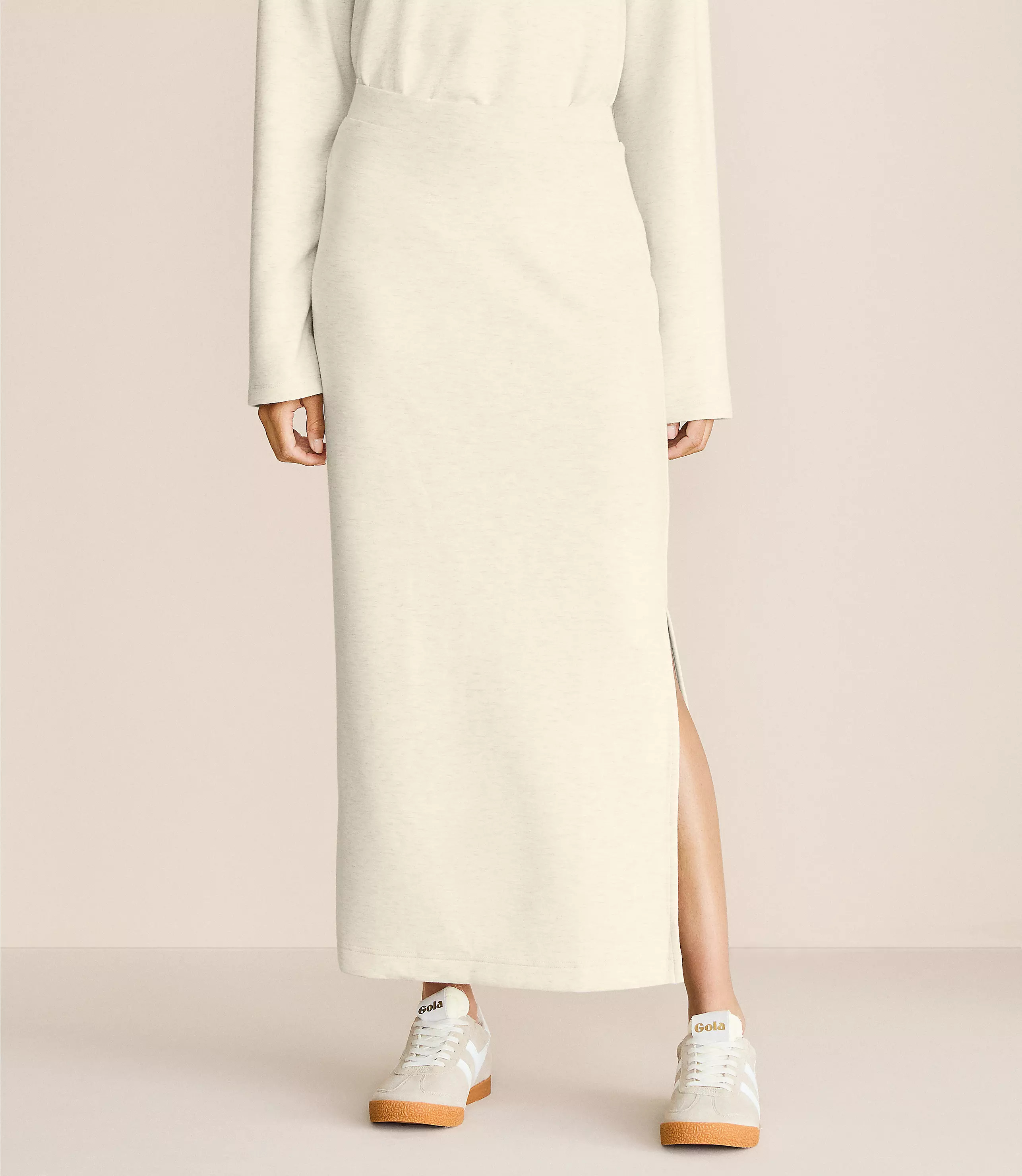 Lou & Grey Heathered Scubasoft Column Maxi Skirt | LOFT