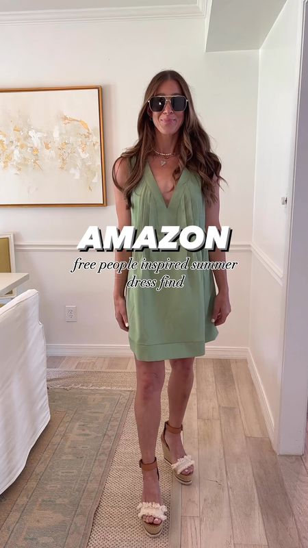 Amazon free people inspired dress find! Runs tts. Wearing size small. Comes in 4 color options. High risk of sell out! Fabric is light weight, high quality. Has pockets.  An easy throw on and go dress! Summer dress. Vacation dress 

#LTKFindsUnder50 #LTKStyleTip #LTKTravel