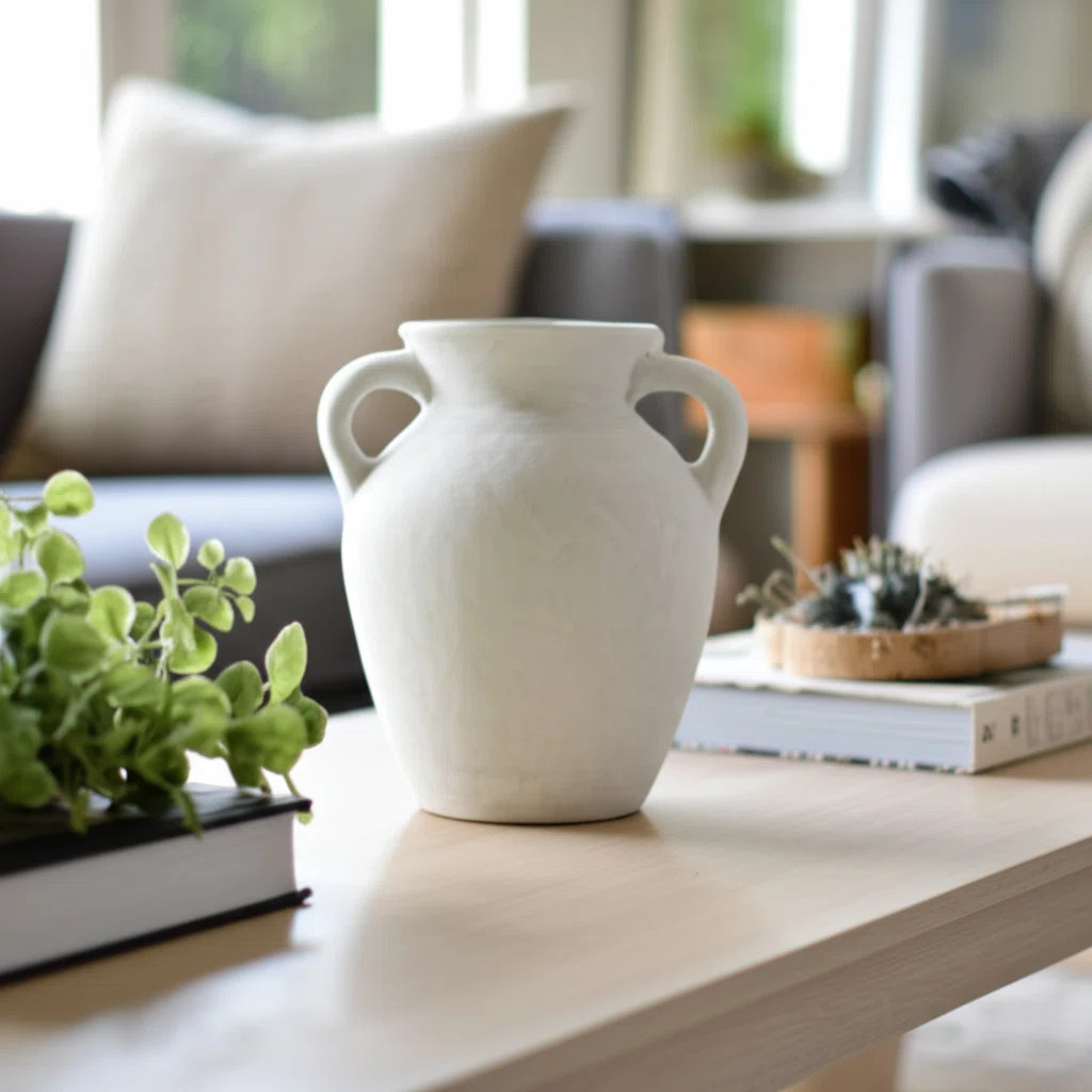 Handcrafted Terracotta Pottery Vase with Amphora Shape and Handles - Rustic Decorative Accent for... | Wayfair North America