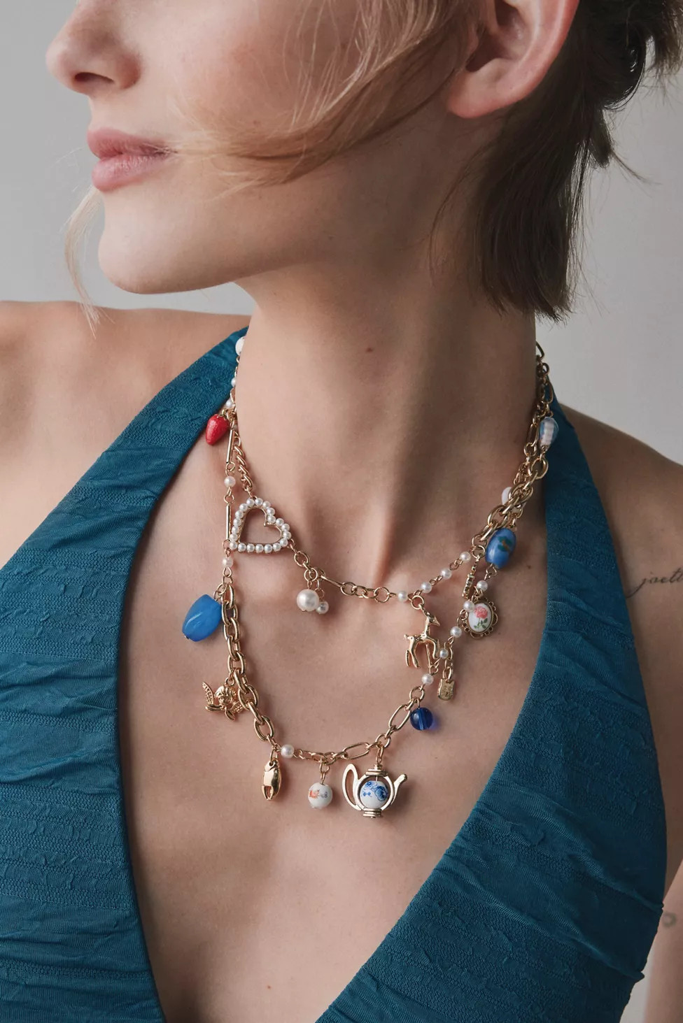 Tea Party Layered Charm Necklace | Urban Outfitters (US and RoW)