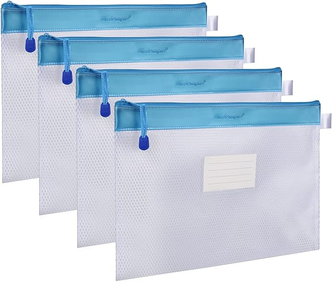 Zipper File Bag, Wisdompro 4 Packs Letter Size Receipt Organizer Paper Document Storage Zipper Po... | Amazon (US)