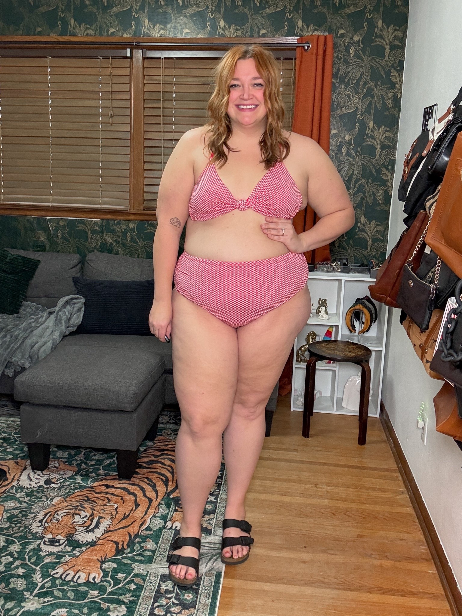 Plus size gingham bikini 
Code tara15 to save
Wearing 1X top and 2X bottom TTS

#LTKMidsize #LTKPlusSize #LTKSwim