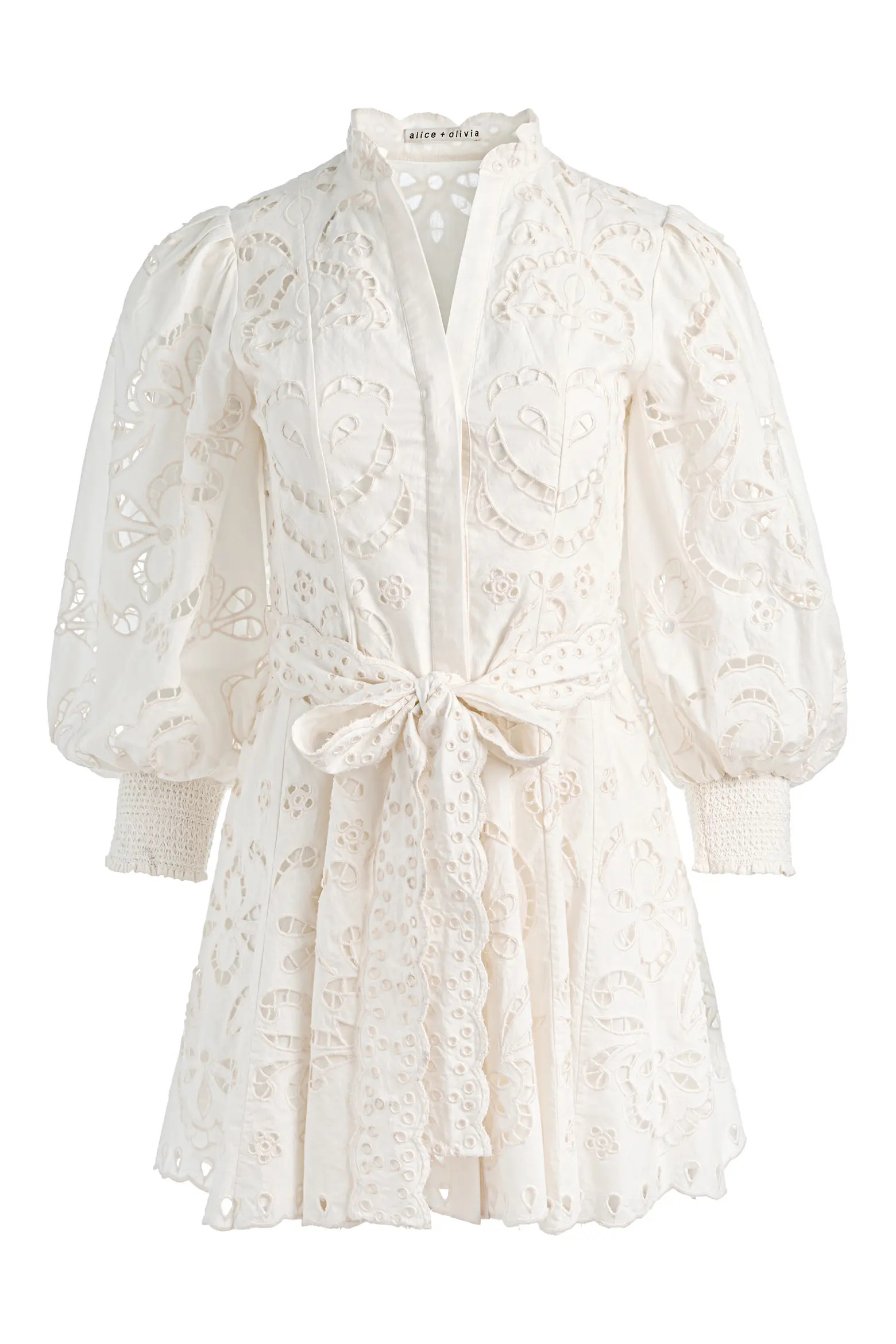 ALICE + OLIVIA Lucy Embroidered Long Sleeve Minidress (Women) | Nordstrom | Nordstrom