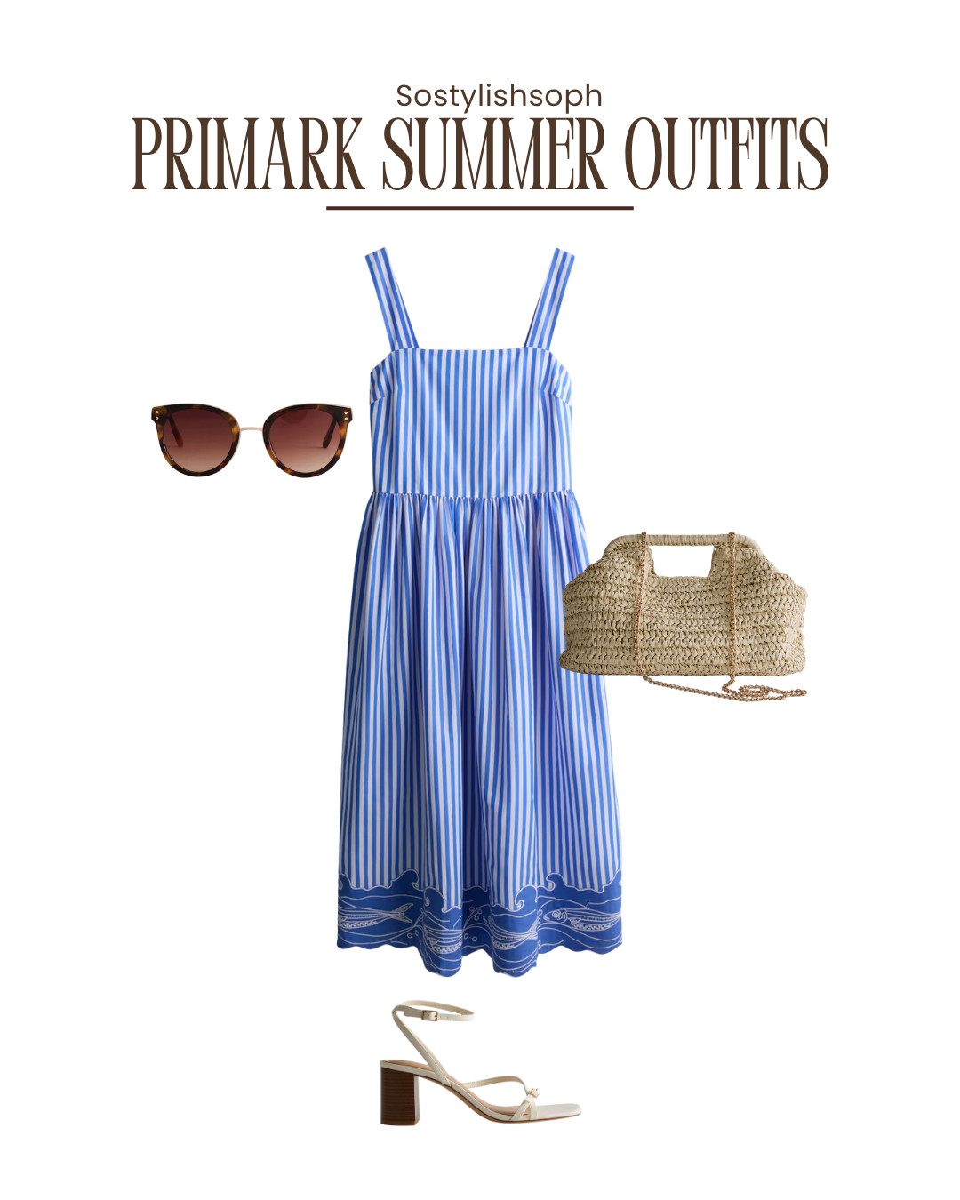 primark summer outfits, blue striped dress, striped midi dress, blue and white dress, summer midi dress, sundress outfit, vacation outfit, holiday outfit, coastal outfit, european summer style, woven straw bag, raffia handbag, tortoiseshell sunglasses, white heeled sandals, ankle strap heels, chic summer look, effortless daytime outfit, minimalist fashion post 

 #LTKsummer #LTKeurope #LTKdatenight