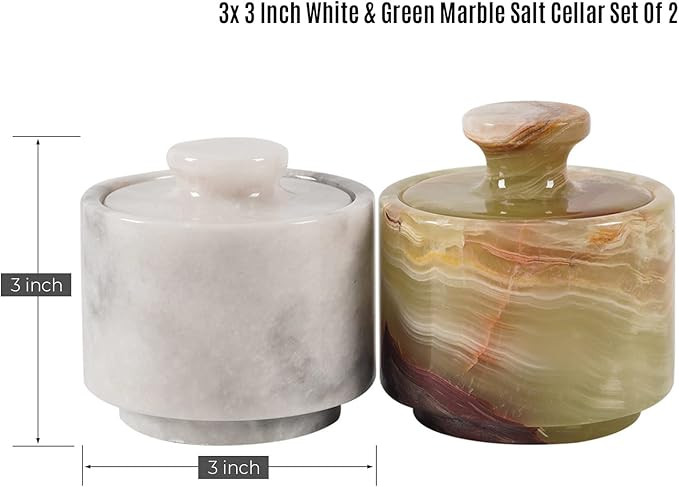 MARBLOUS KRAFTS marble handmade white and green onyx 3.5 oz salt cellar, Trinket Box and pinch po... | Amazon (US)