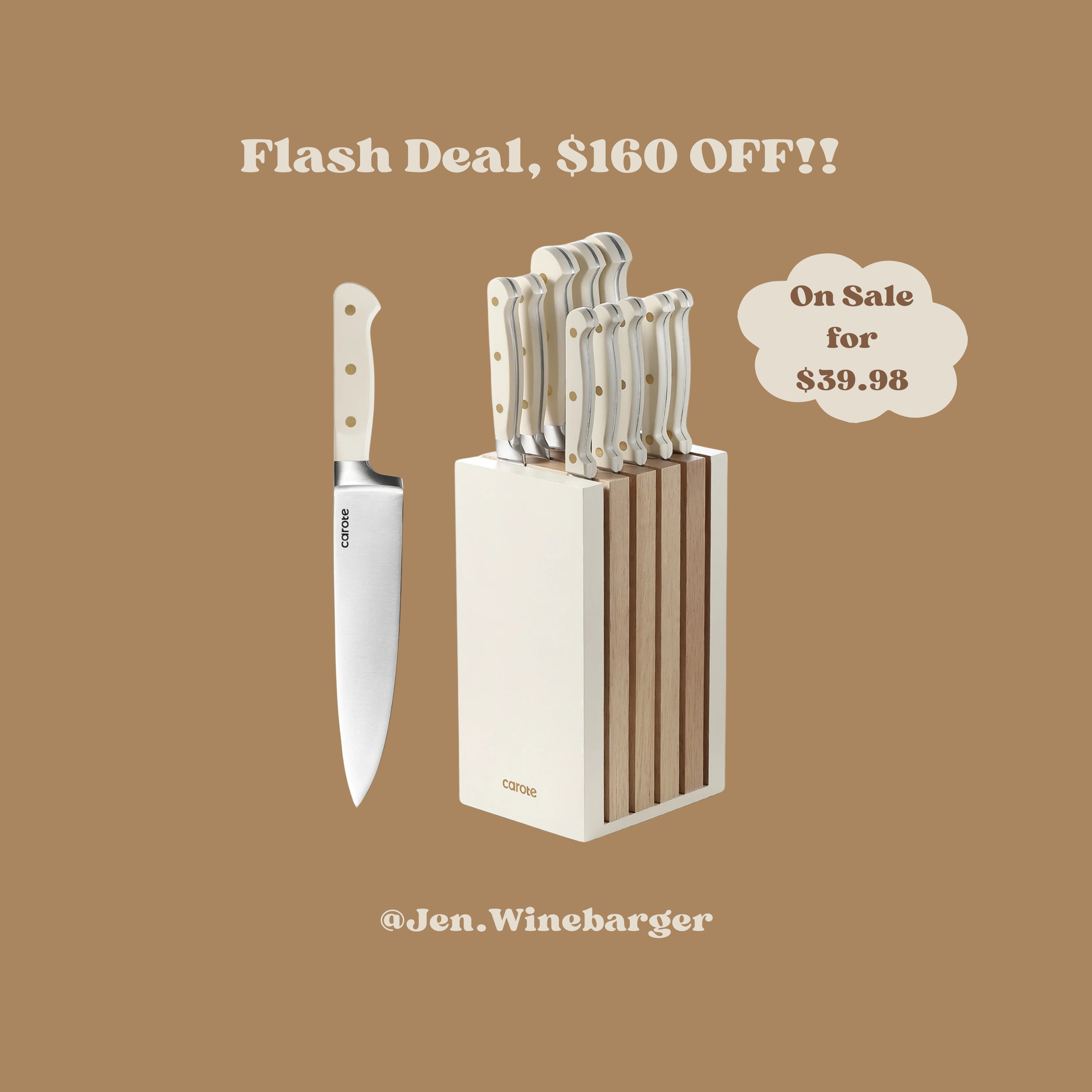 Knife set find for $160 OFF ✨🤎🍂 

Where are my beige lovin girlies at? 

#ltkhome #walmart #ltksale 

#LTKFallSale #LTKFindsUnder50 #LTKHome