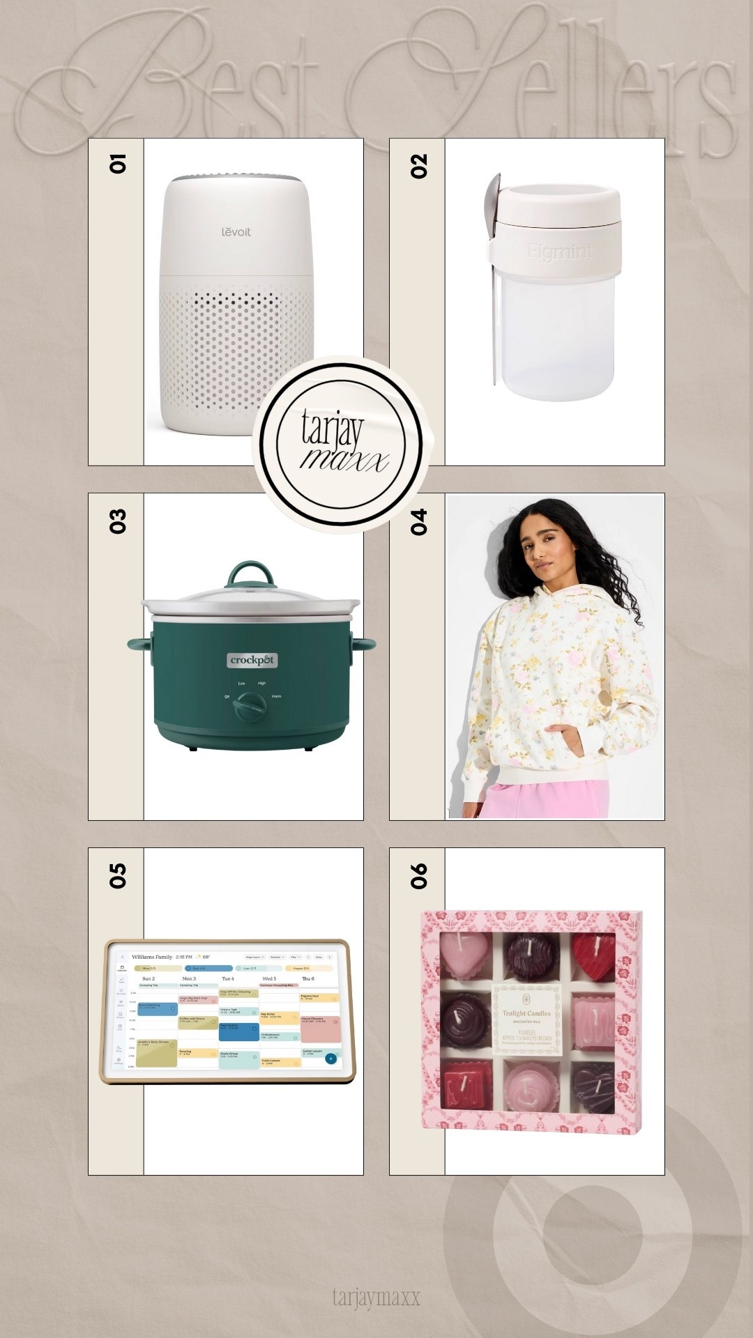 Your favorite Target finds are officially in! 🎯This week's best sellers lineup is the perfect mix of home organization, cozy style, and kitchen essentials that are currently trending. If you've been looking to refresh your space, the Levoit Core Mini Air Purifier and the Skylight Smart Calendar are the ultimate duo for a clean, organized home. For the meal-preppers, the Figmint Overnight Oats Jar and that gorgeous green Crock-Pot Slow Cooker are absolute must-haves for busy weekdays. Don't forget to grab the viral Wild Fable Floral Oversized Hoodie for your next coffee run, and treat yourself to the Threshold Heart Candle Gift Set to keep the cozy vibes going. Shop the full edit here! bedroom refresh, bella stretch wide leg jeans, date night outfits, patterned tights, women's effortless pull-on pants - a new day, valentines decor, cabbage, signature scent, valentines outfit women, pegasus premium running shoe, Target Finds, Target Style, Home Essentials, Wellness Journey, Meal Prep Hacks, Kitchen Decor, Cozy Aesthetic, Organized Home, LTK Seasonal, Target Haul

#LTKValentine #LTKdayinmylife #LTKgrwm