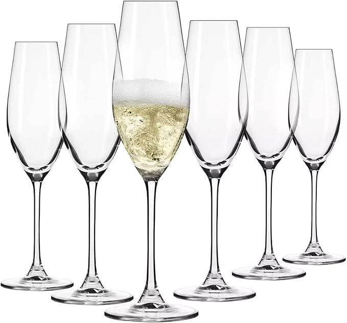 Krosno Splendour Champagne and Sparkling Wine Glasses | Set of 6 | 7.10 oz | Clear Glass | Lead-F... | Amazon (US)