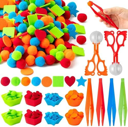 EZdhuawuse Shape Sensory Bin Fillers - 295P Summer Shape Fine Motor Skills Toys Counting Sorting ... | Amazon (US)