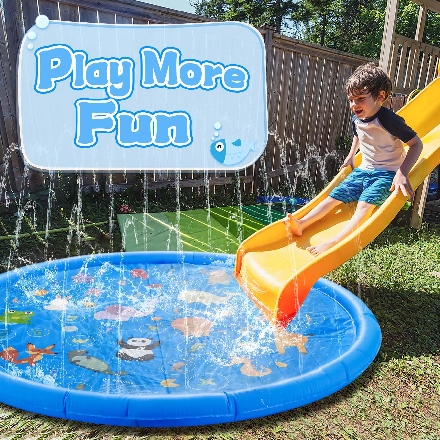 Non-Slip Splash Pad for Kids, Thickened 60-Inch Sprinkler Pool – Fun Outdoor Water Play Mat for... | Amazon (US)