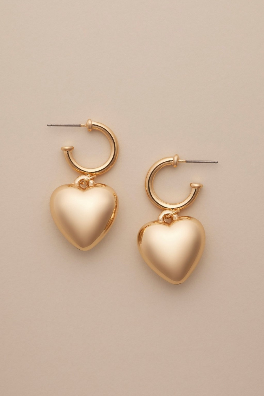 PUFFY HEART CHARM EARRINGS | Lucky Brand