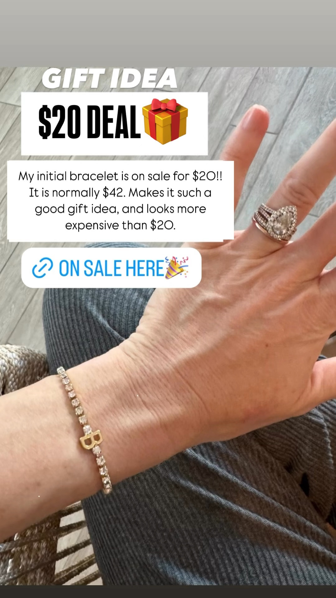 My initial bracelet is on sale for $20!! It is normally $42. Makes it such a good gift idea, and looks more expensive than $20.

#LTKGiftGuide #LTKSaleAlert #LTKHoliday