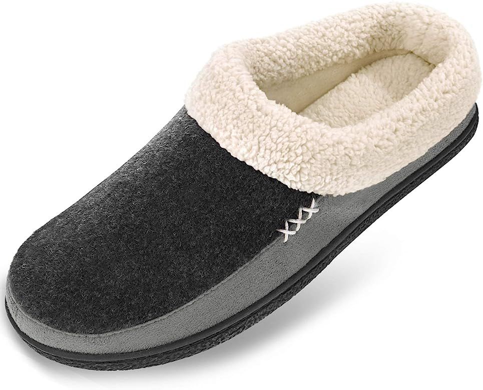 Men's Slippers Fuzzy House Shoes Memory Foam Slip On Clog Plush Wool Fleece Indoor Outdoor | Amazon (US)