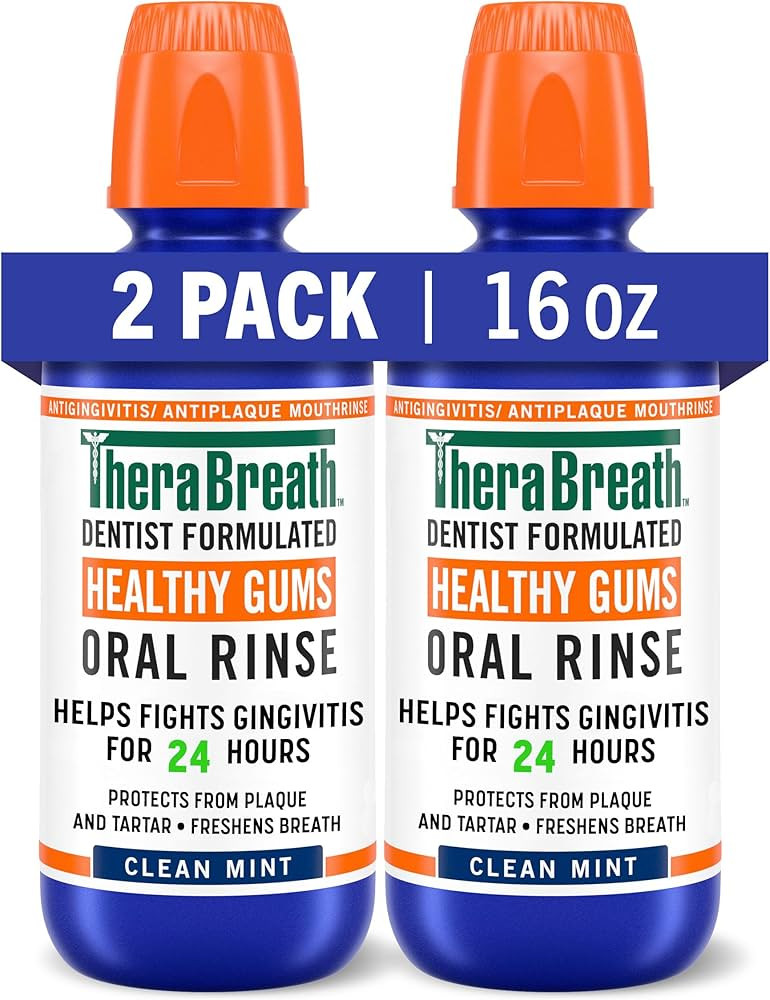 TheraBreath Healthy Gums Mouthwash Clean Mint, Antigingivitis, Dentist Formulated, 16 Fl Oz (2-Pa... | Amazon (US)