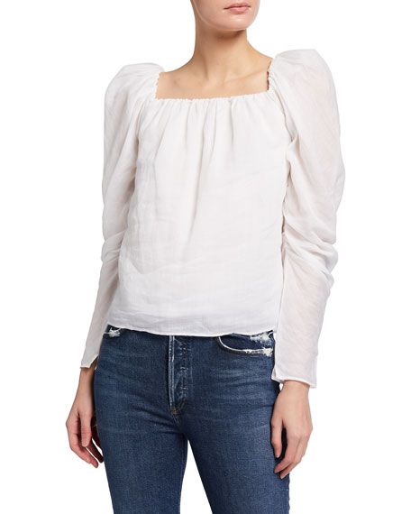 Off-The-Shoulder Billowy Long-Sleeve Top | Neiman Marcus