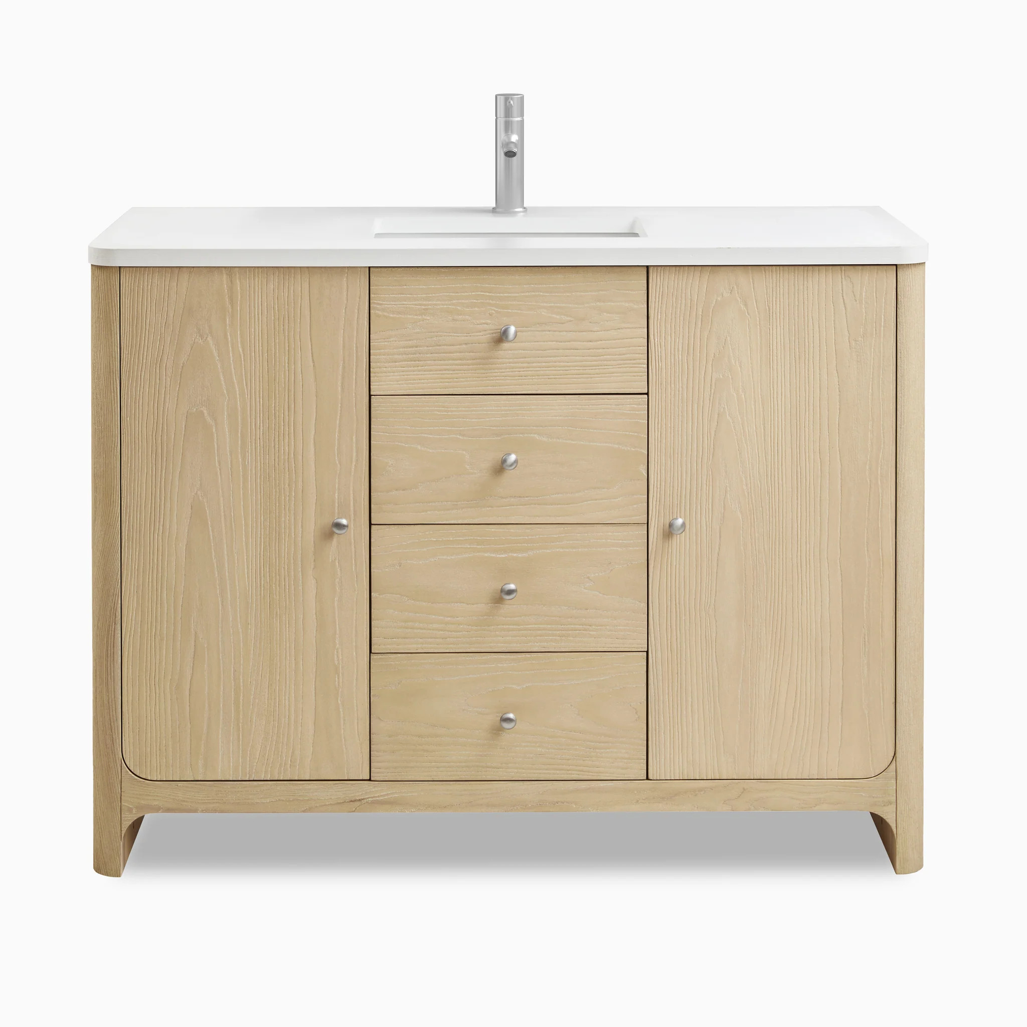 Colton 48" Single Vanity in Coastal Driftwood in with 3 cm White Zeus Quartz Top | Edward Martin