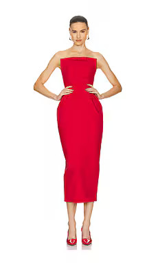 Helsa The S Curve Dress With Bow in Lipstick Red from Revolve.com | Revolve Clothing (Global)