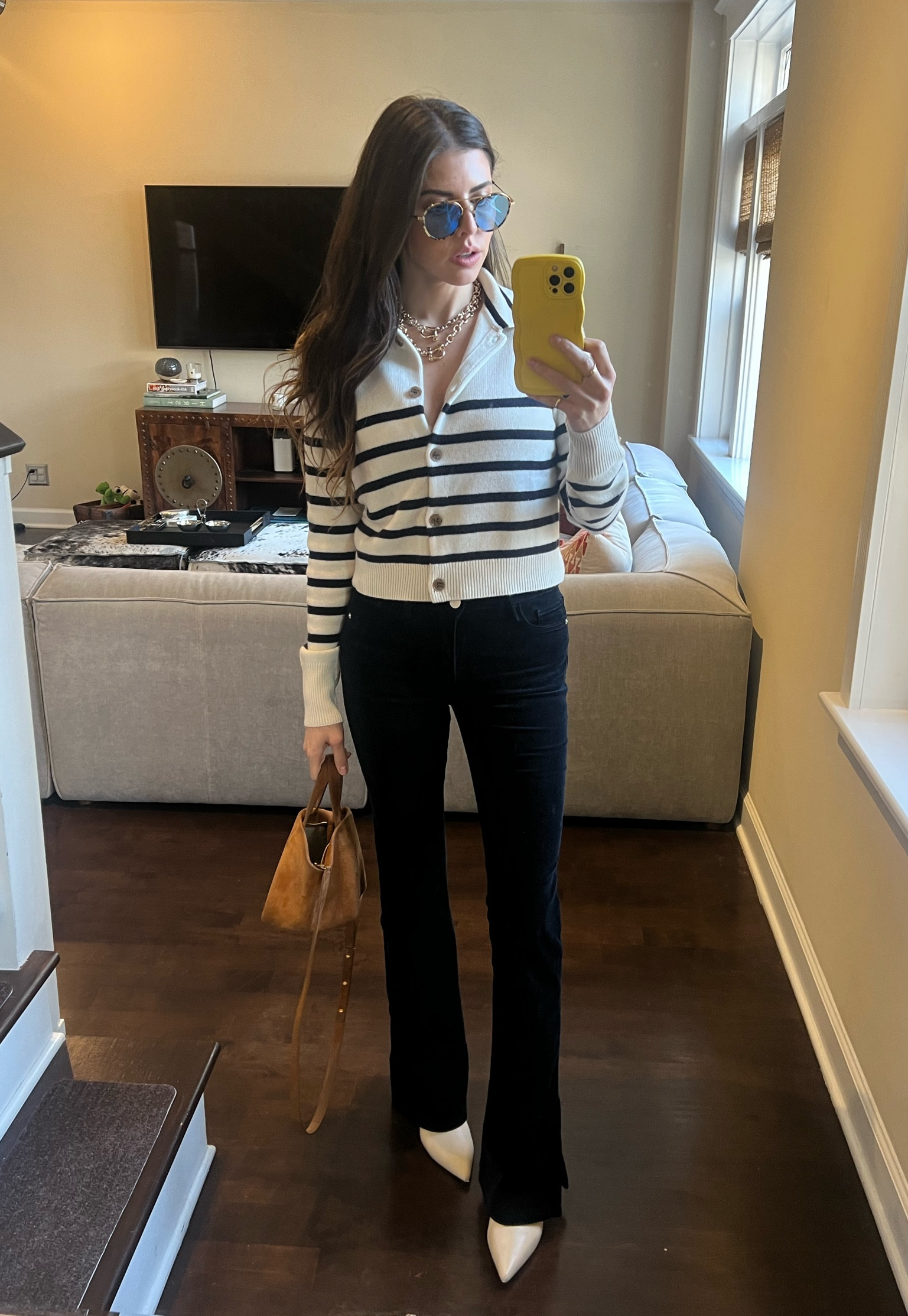 Fall outfit of the day. Second day in a row wearing my new Frame corduroys I’m deeeeeply loving. My white heeled boots are Aeyde and no longer sold so I linked similar options! 

#LTKSeasonal