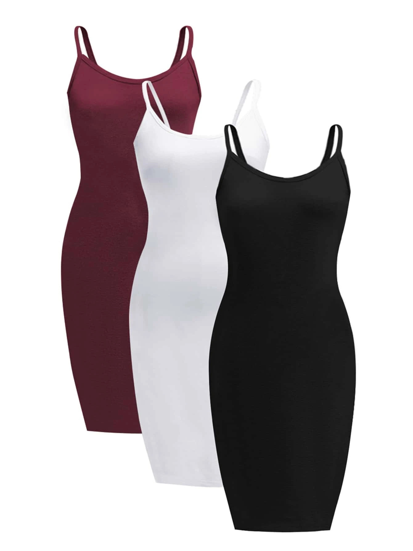 Plus 3pcs Solid Bodycon Dress | SHEIN