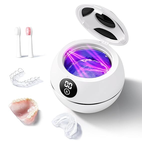 Kingwell 45KHz Ultrasonic Retainer Cleaner Machine, 230ML Denture Cleaner for Retainer, Mouth Gua... | Amazon (US)