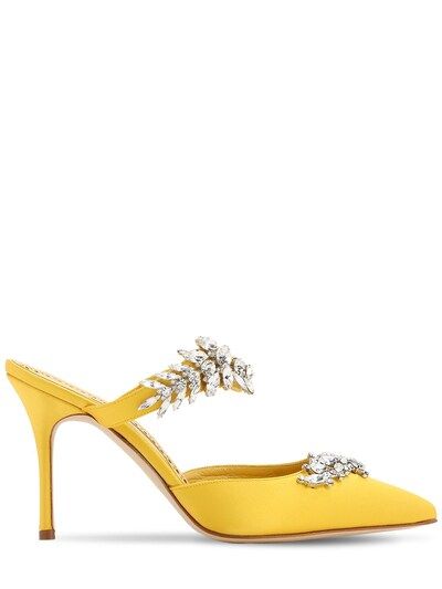 Manolo Blahnik - 90mm lurum satin mules - Yellow | Luisaviaroma | Luisaviaroma