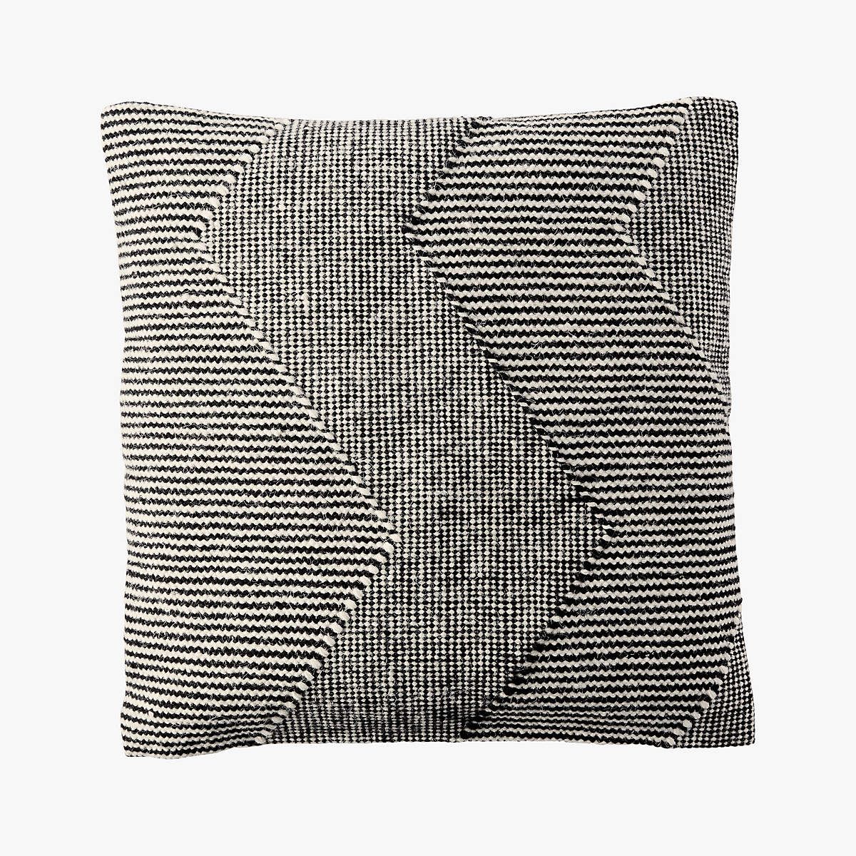 23" Bias Black Pillow with Feather-Down Insert + Reviews | CB2 | CB2