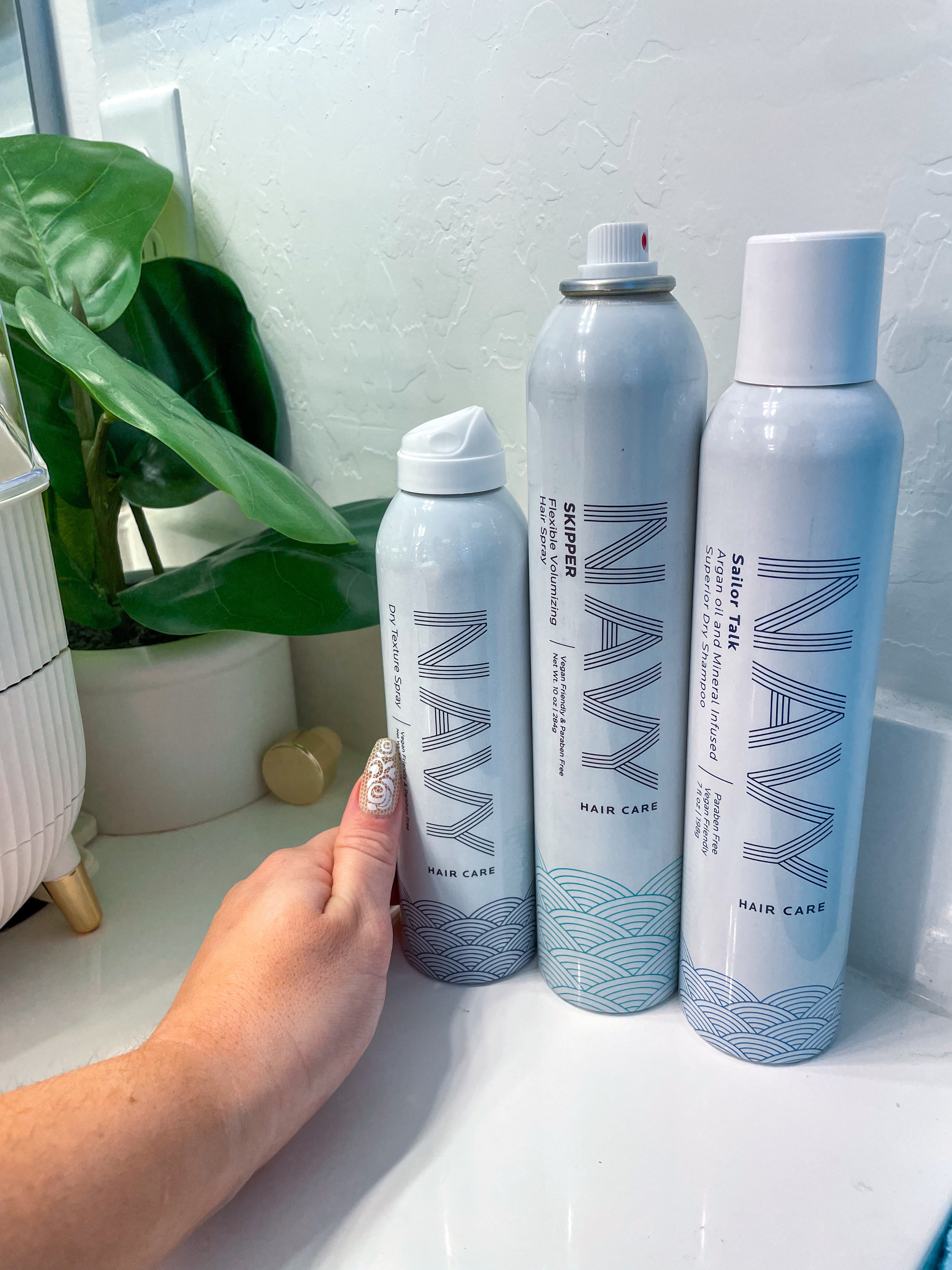 The hair styling trio 👌🏼🤍😭✨

#DryShampoo #HairSpray #TextureSpray #NavyHairCare #LongHair #Beauty #ParabenFree #Vegan 

#LTKBeauty #LTKSaleAlert #LTKStyleTip