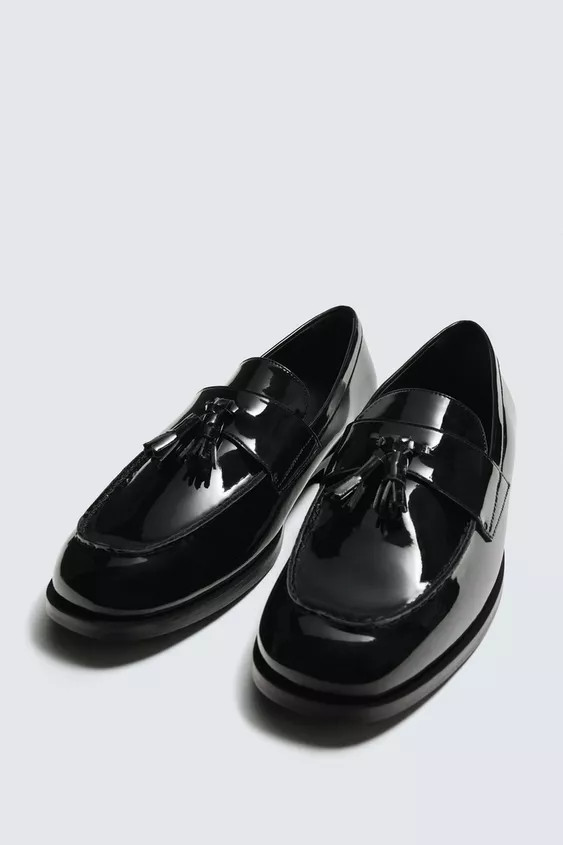 PATENT LEATHER TASSEL DRESS LOAFERS | Zara US
