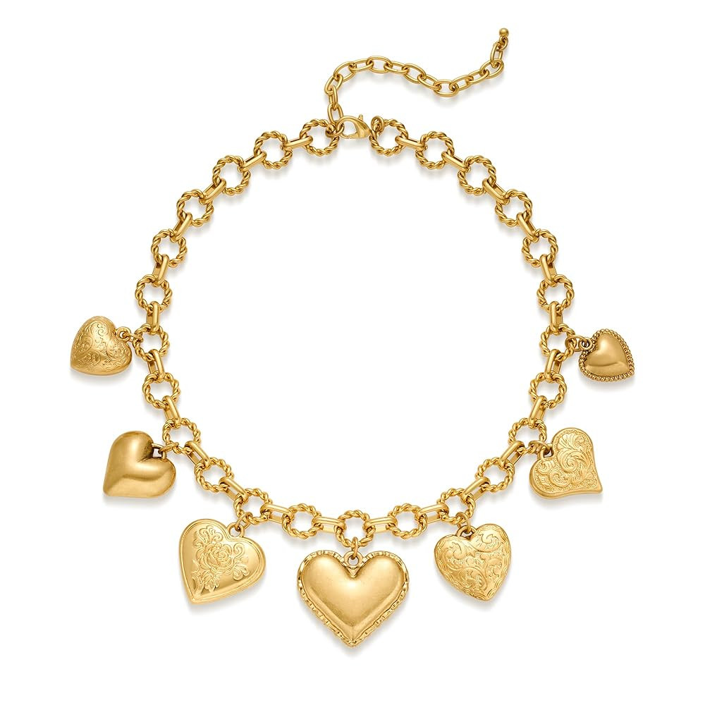 LILIE&WHITE Gold Heart Necklaces For Women With Different Heart Charms Gold Charm Sun Heart Neckl... | Amazon (US)