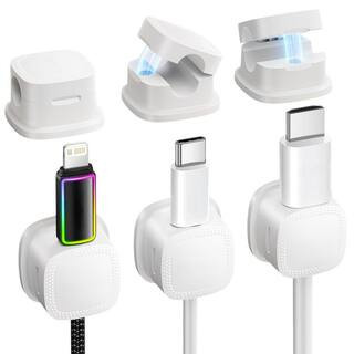 Magnetic Cable Clips Cord Organizer 6-Pack Smooth Adjustable Desk Cable Management Accessories for Home Office Car White | The Home Depot