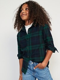 Cozy Long-Sleeve Button-Front Plaid Shirt for Girls | Old Navy (US)