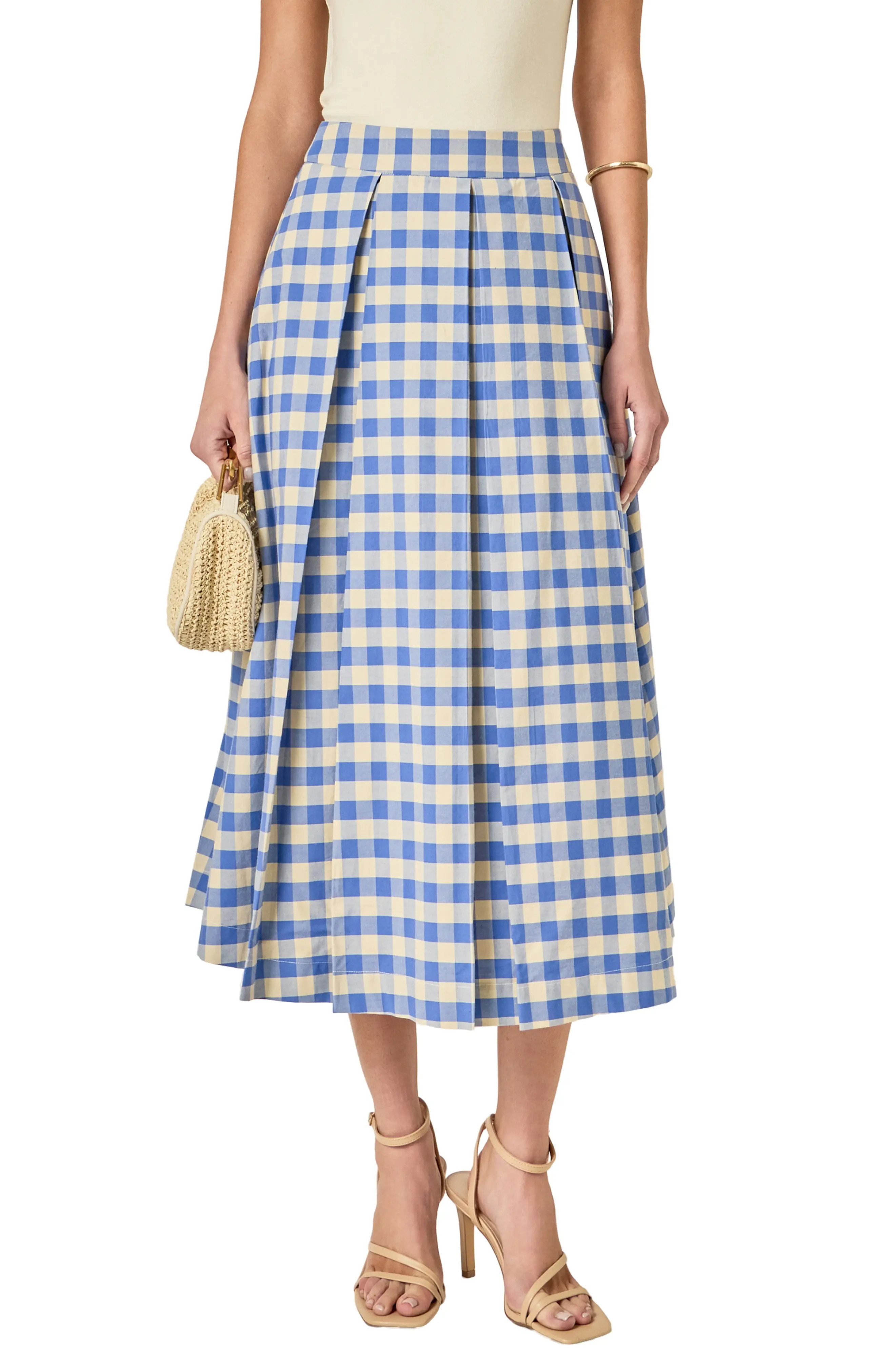 English Factory Checked Cotton Maxi Skirt (Women) | Nordstrom | Nordstrom
