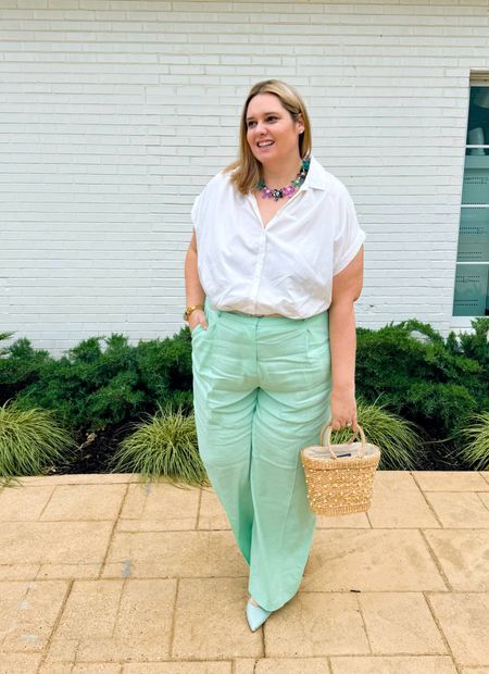 Feeling minty fresh 🍃 I am obsessed with these pants - they come in five colors and three different lengths 🙌

#LTKStyleTip #LTKPlusSize #LTKSeasonal