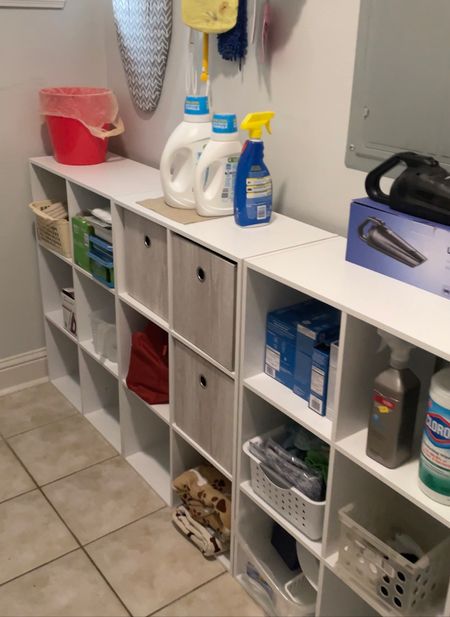 Inexpensive storage for a laundry room refresh. Organized spaces are the best. 

#LTKhome #LTKfamily #LTKunder50