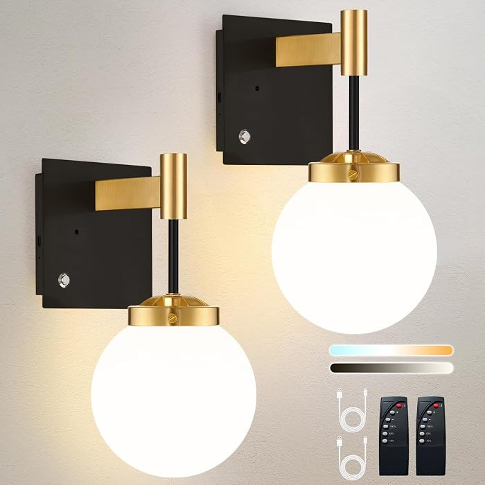 Rechargeable Battery Wall Sconce 2 - Wireless, 3 Color Temperature, Dimmable, Remote, Touch Contr... | Amazon (US)