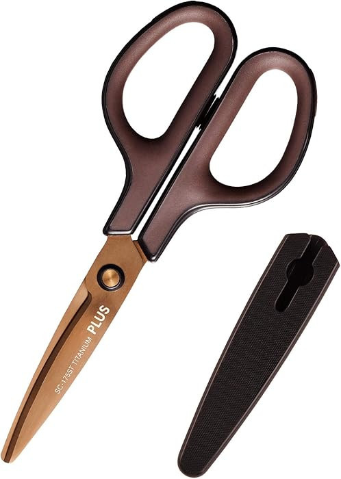 Plus SC-175ST 34-519 Scissors, Fit Cut Curve, Titanium, Continuous Sharpness, Brown | Amazon (US)