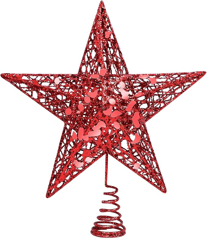 URATOT Glittered Christmas Tree Topper Metal Christmas Treetop Hallow Wire Star Topper for Christ... | Amazon (US)