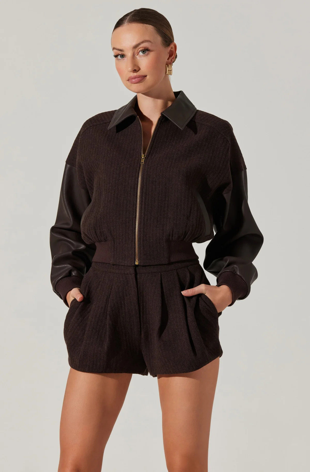 Sorine Mixed Media Bomber Jacket | ASTR The Label (US)