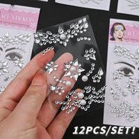 12Pcs/Sheet 46*30cm Sparkle Gem Stickers Glitter Crystal Sticker Stick on Earrings Face for Girls Kids Children Christmas Gifts | AliExpress (US)