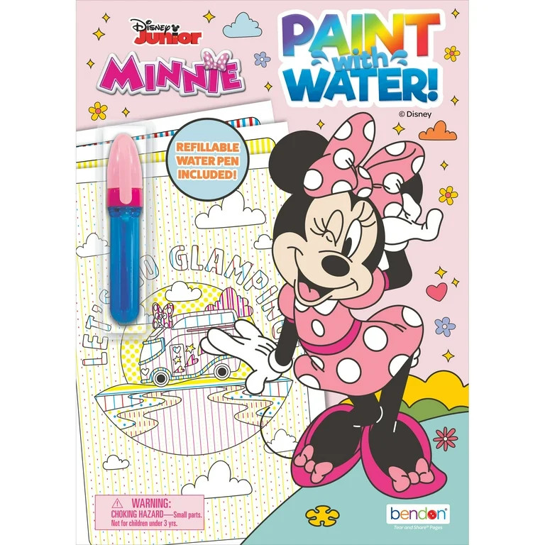 Disney Jr Minnie Mouse 12-Page Paint with Water Mess-Free Coloring Book, by Bendon | Walmart (US)