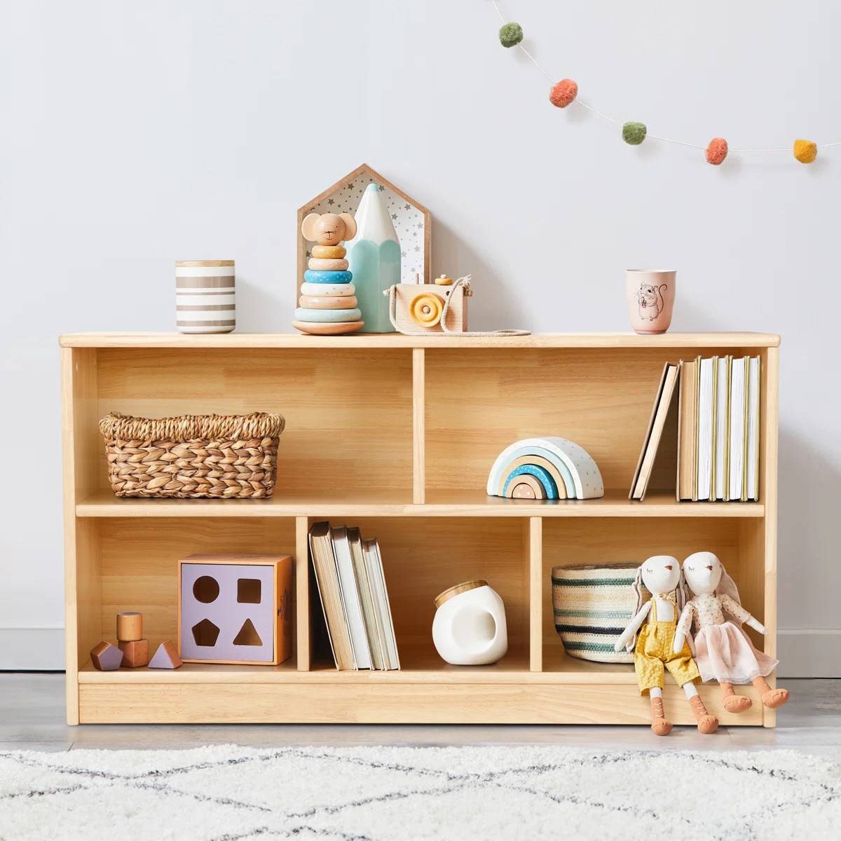 Solid Rubber Kids Bookshelf, Idael Montessori Shelf 44.6"W X 11.8"D X 23.6"H | Wayfair North America