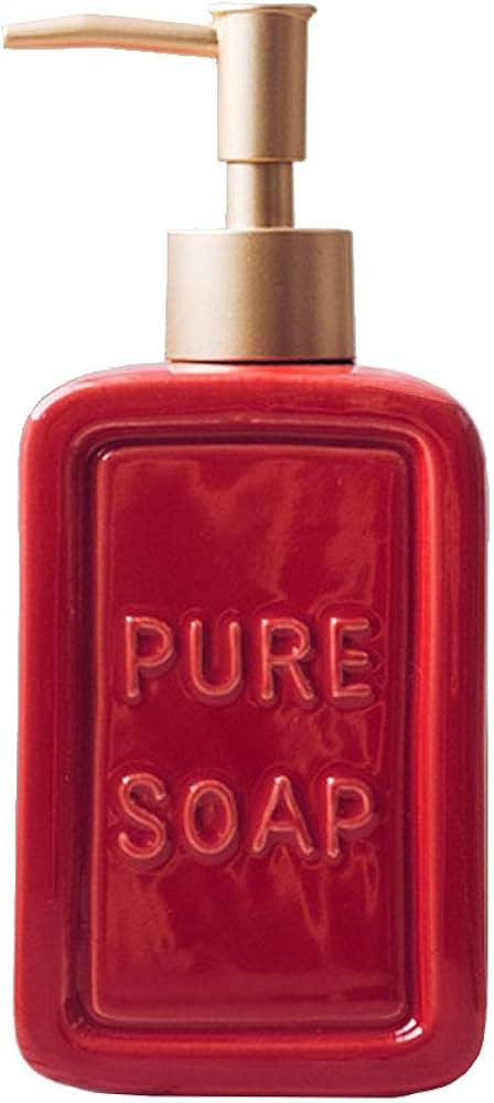 Red Ceramics Retro Soap Dispenser Soap Bottle Lotion Bottle with Pump | Amazon (US)