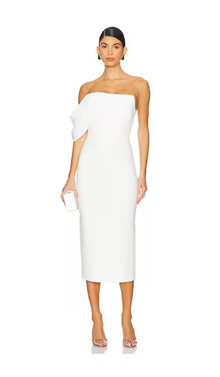 Draped Corset Midi Dress in White | Revolve Clothing (Global)