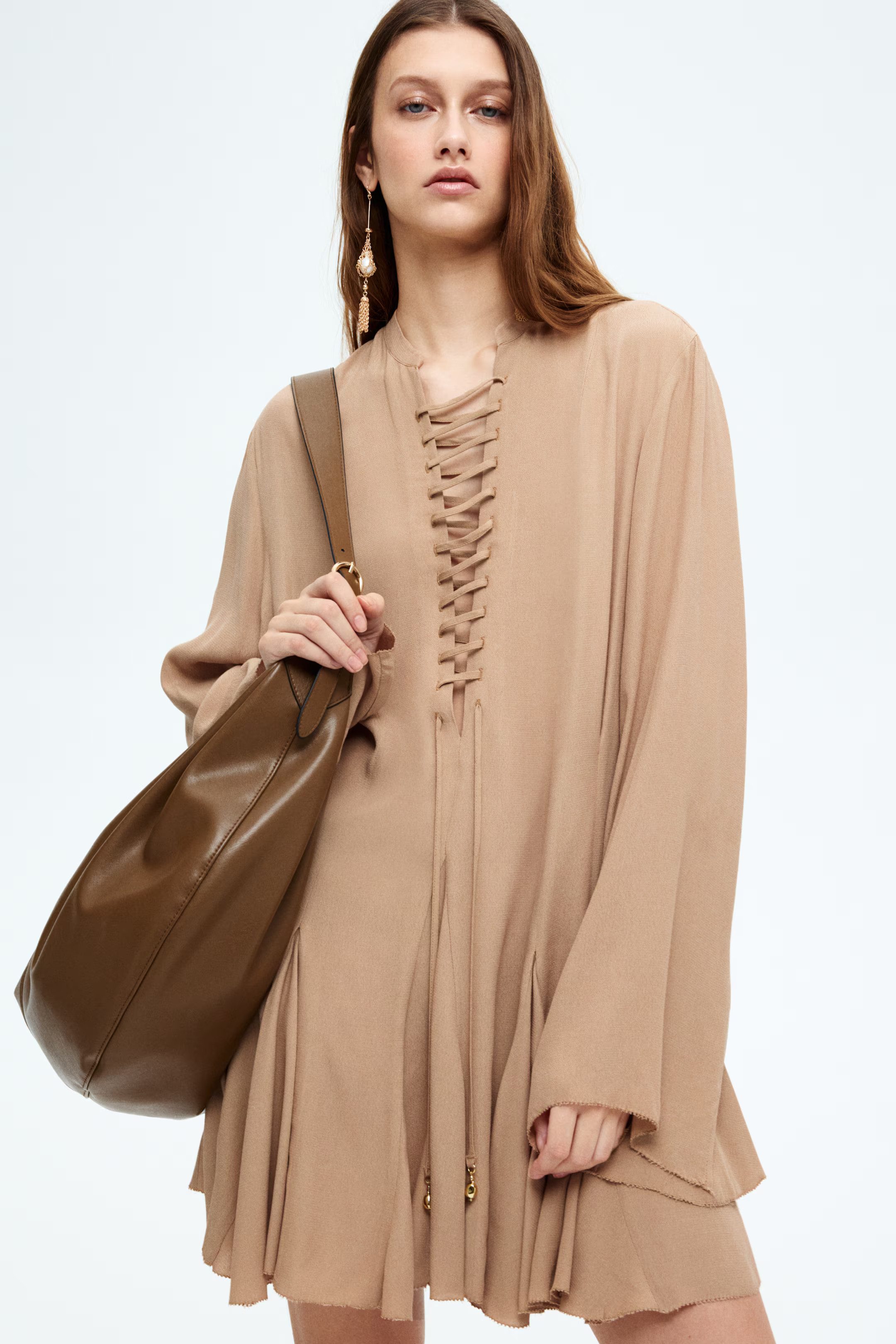 Flared-skirt lacing-detail dress | H&M (UK, MY, IN, SG, PH, TW, HK)