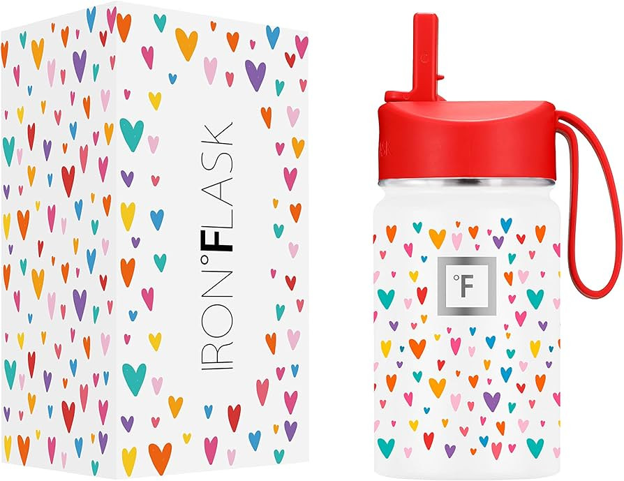 IRON °FLASK Kids Water Bottle - Straw Lid, 20 Name Stickers, Vacuum Insulated Stainless Steel, D... | Amazon (US)